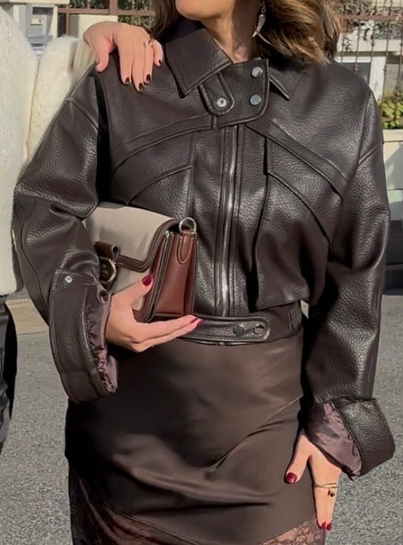 Veste similicuir marron