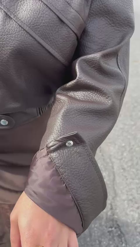 Veste similicuir marron